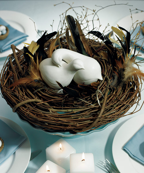 Love Birds Cake Topper -- in nest