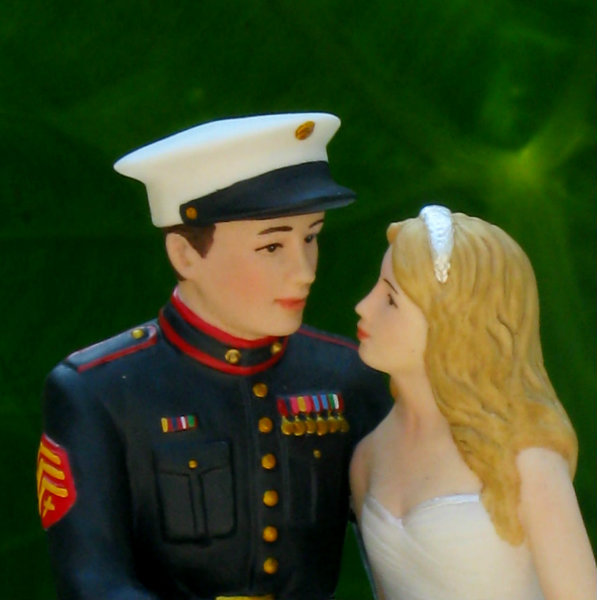 Marine Wedding Cake Topper -- faces