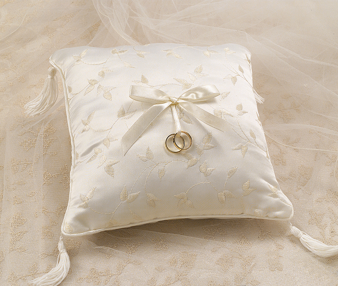 Elegant Satin Ring Pillow Ivory