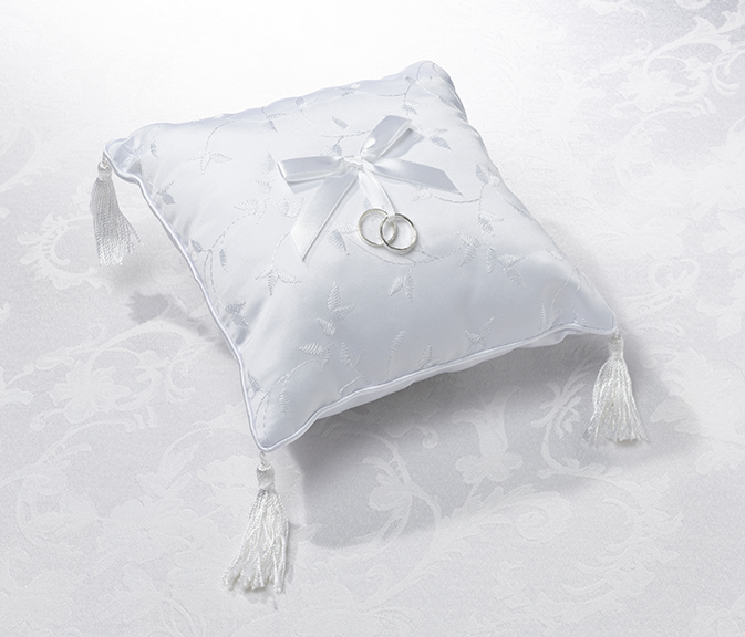 Elegant Satin Ring Pillow White