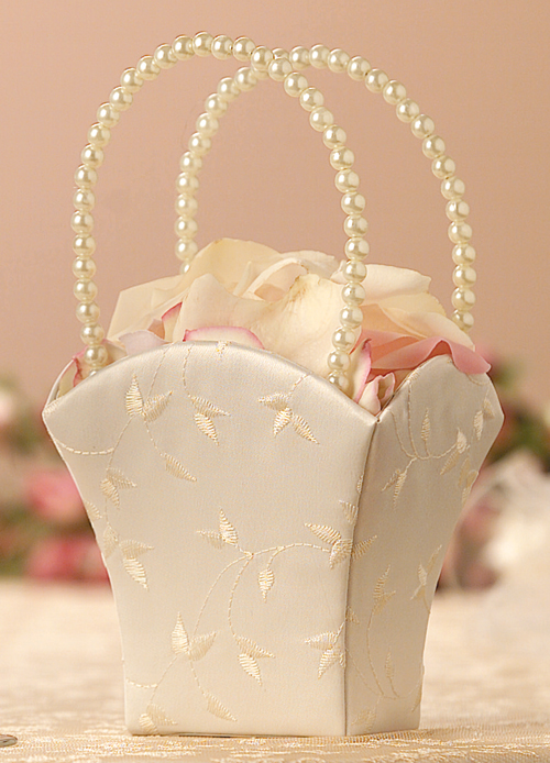 Ivory Flower Girl Basket Ivory Flower Girl Basket