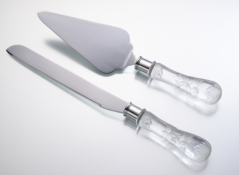 Etched Glass Knife & Server Set