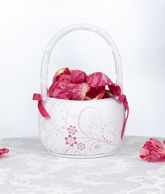 Pink Floral Flower Girl Basket