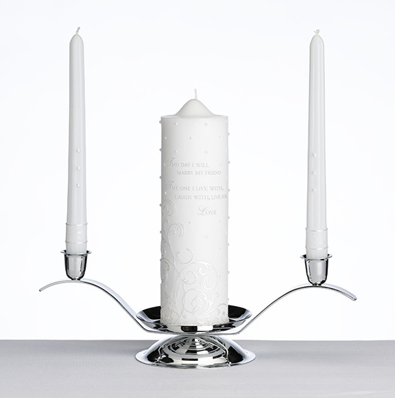 Scattered Pearl Unity Candle and Two Tapers