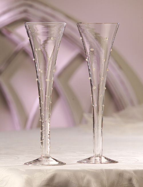 Scattered Pearl Toasting Flutes (pair) 