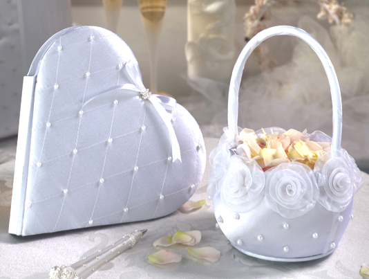 Scattered Pearl Flower Girl Basket