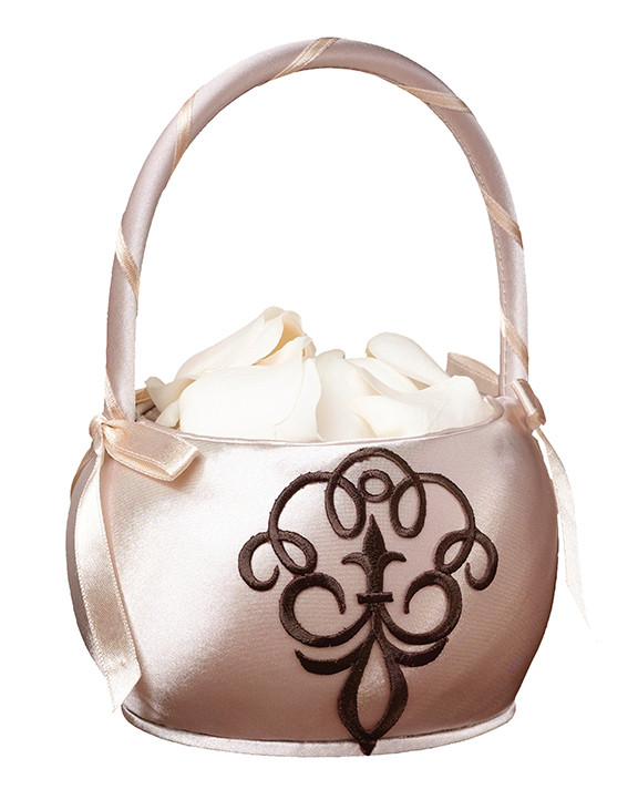 Brown Scroll Flower Girl Basket