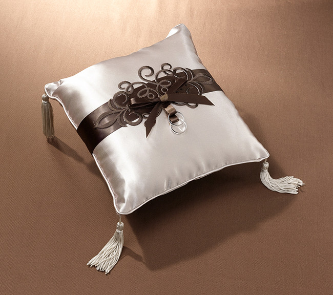Brown Scroll Ring Pillow