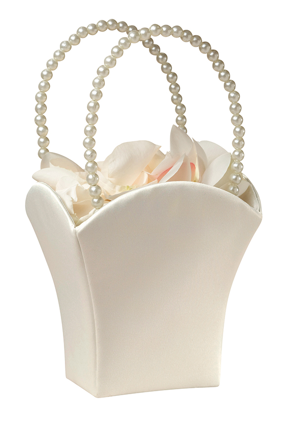 Plain Satin Flower Basket - Ivory