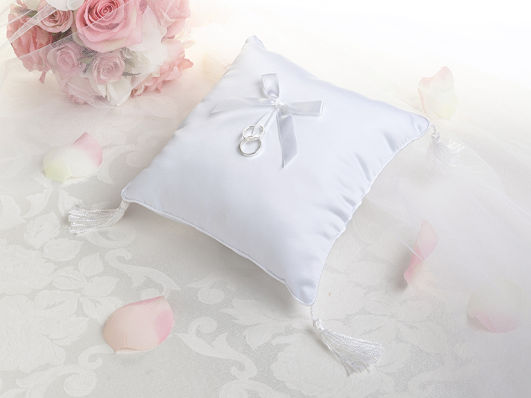 Plain Satin Ring Pillow - White