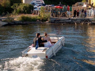 Splashy Getaway in a Boat