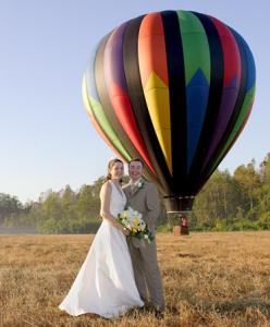 Bride and Groom Getaway in a Hot Air Balloon